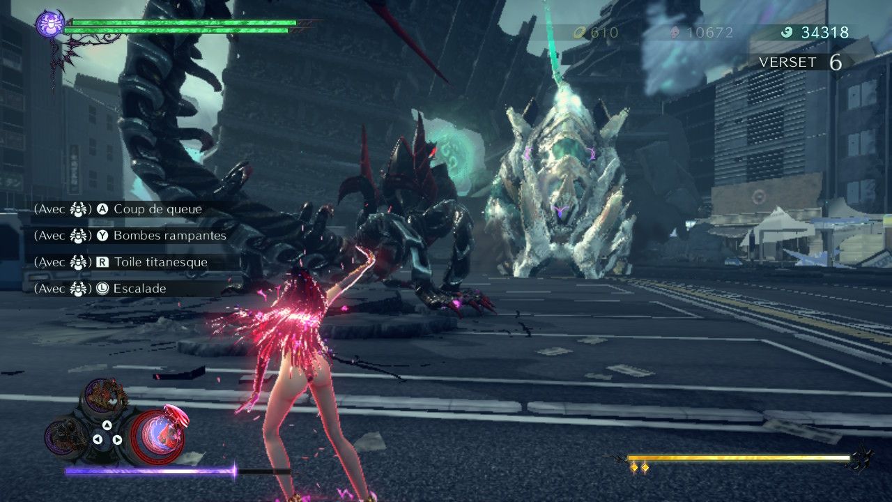 Image d'un combat avec son démon dans Bayonetta 3.