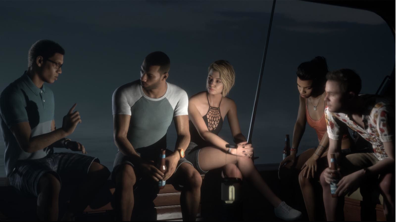 Les personnages de Man of Medan discutent dans un bateau