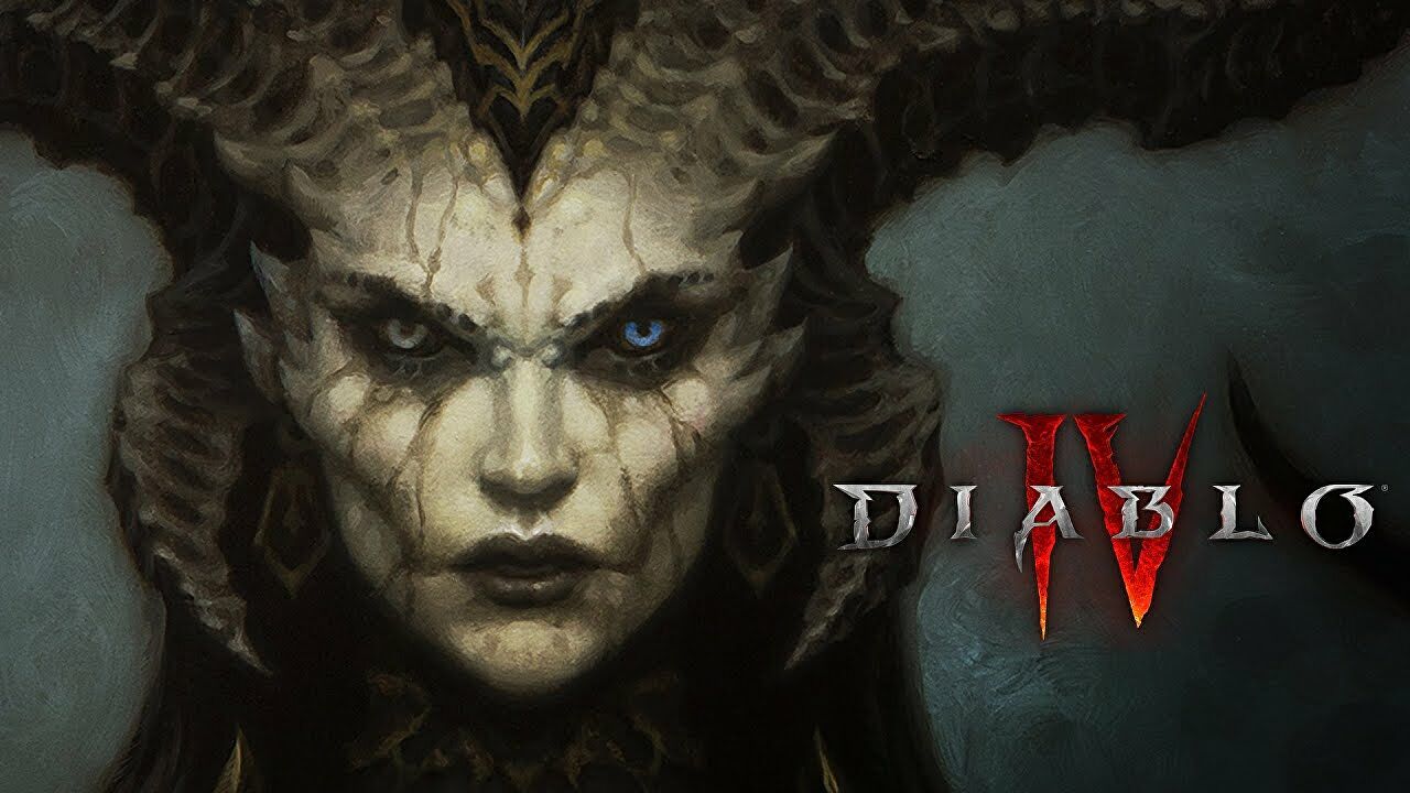 Artwork de Diablo IV avec une succube mécontente et le logo du jeu