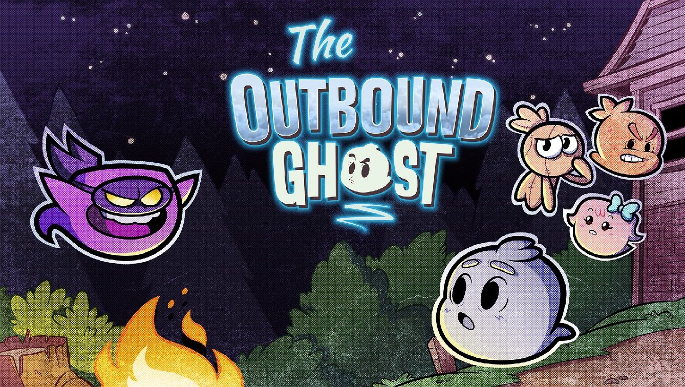 Artwork de The Outbound Ghost ou plein de fantômes mignons se regardent en faisant des grimaces