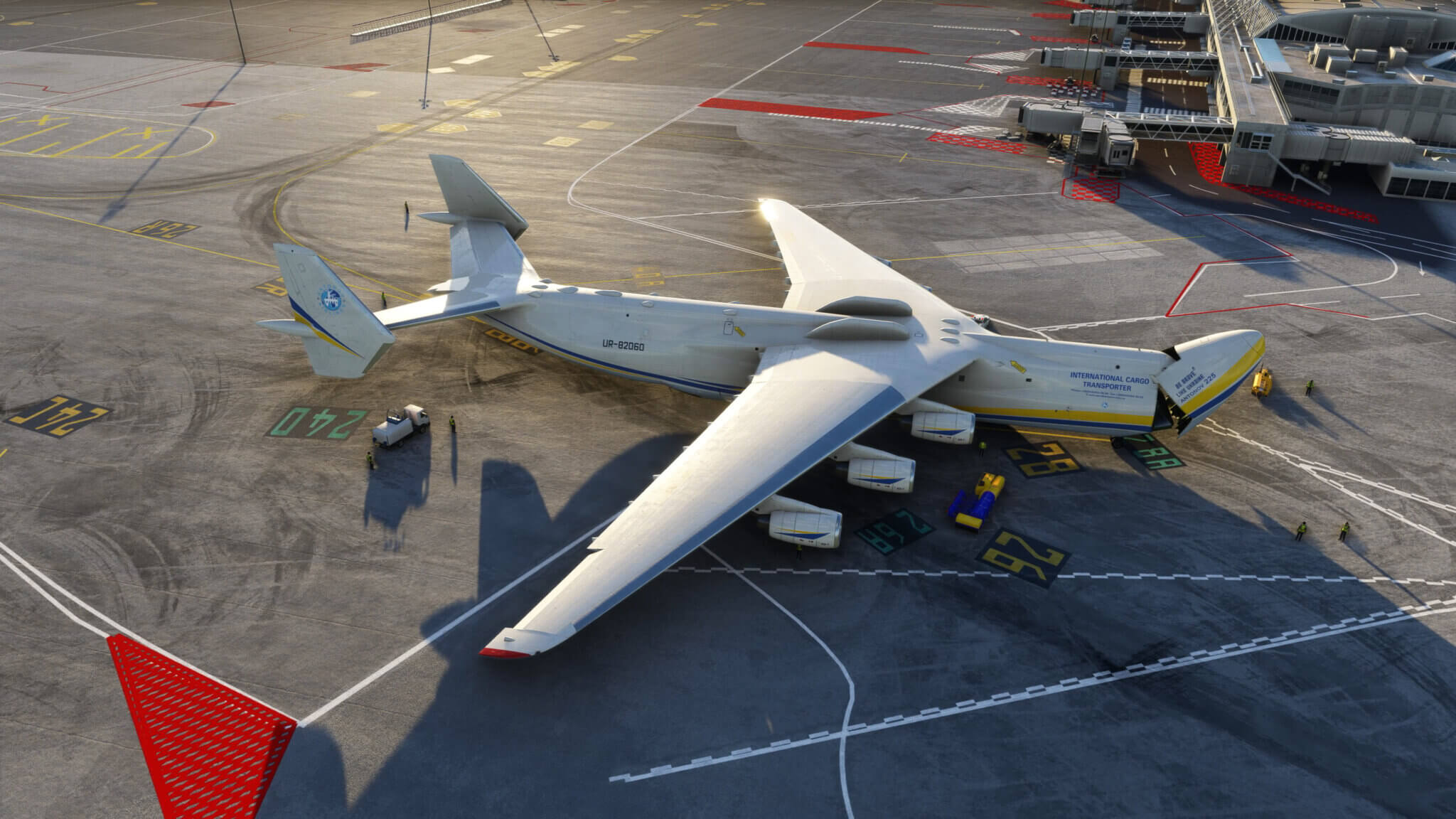 AN-225 sur le tarmac dans Microsoft Flight Simulator