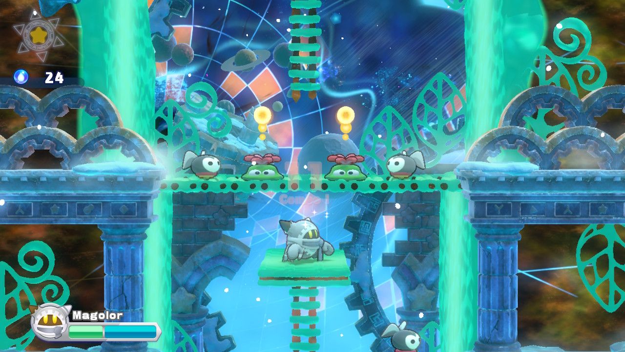 Image d'un niveau de l'épilogue de Magolor dans Kirby's Return to Dream Land.