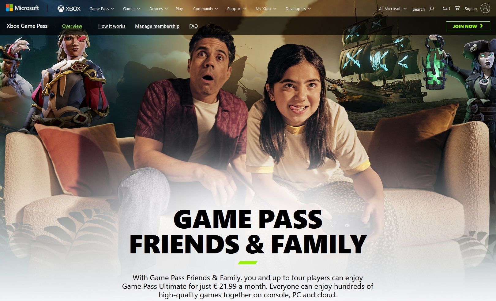 Game pass friends and family offre
