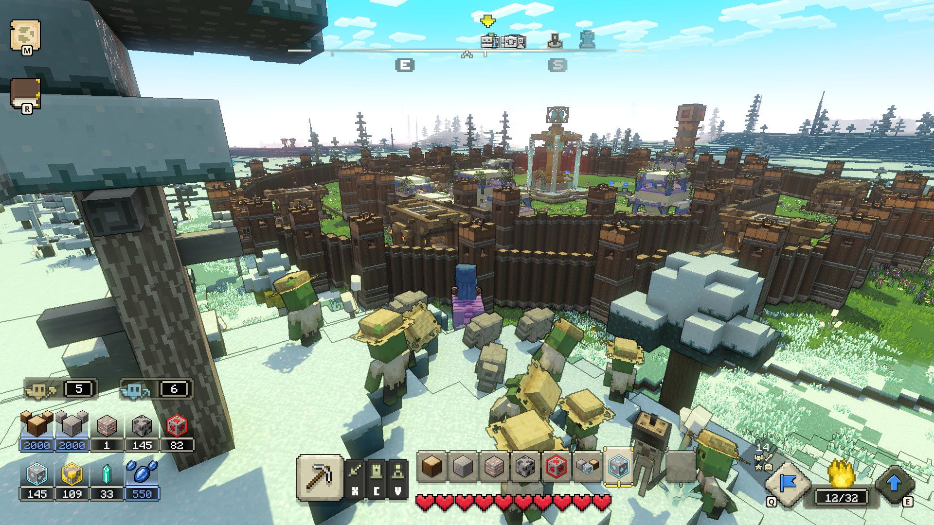 Minecraft Legends : image d'un village fortement défendu
