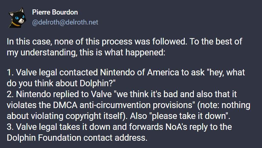 Nintendo Steam Dolphin Pierre Bourdon Mastodon post
