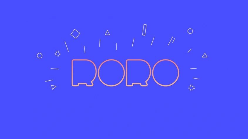 Logo de Roro. Il est marqué "Roro" entouré de petit traits