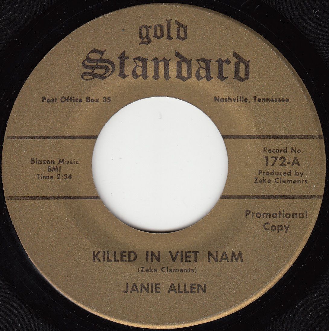 Disque des années 60 "killed in viet nam" par Janie Allen