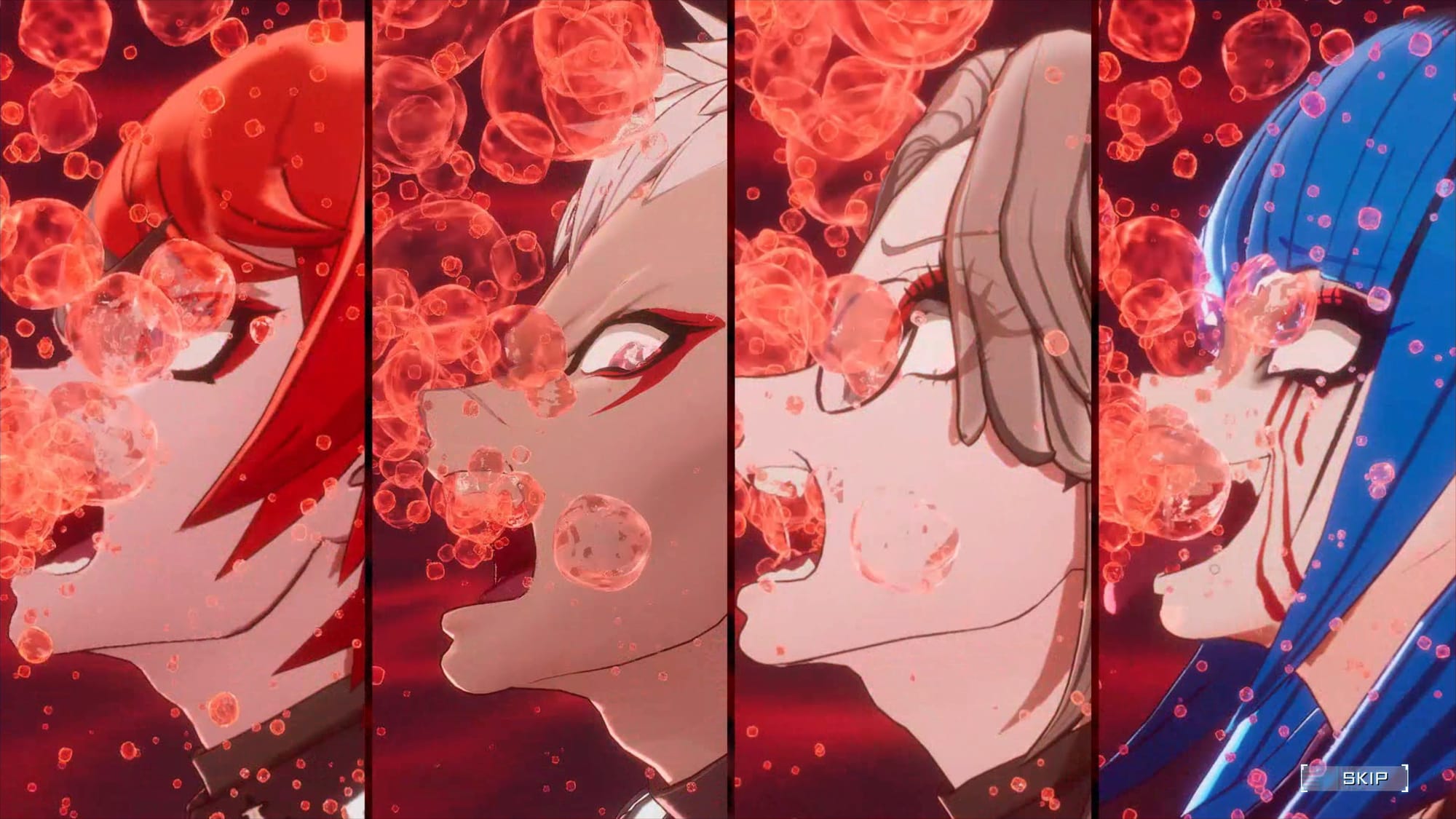 Quatre personnages en train de se noyer