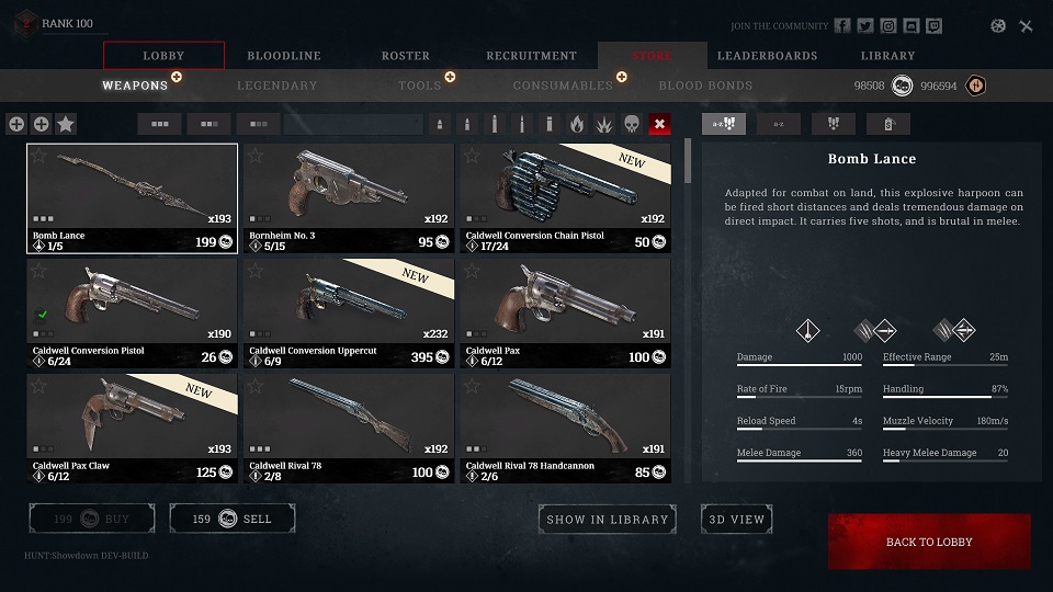 Hunt Showdown menus