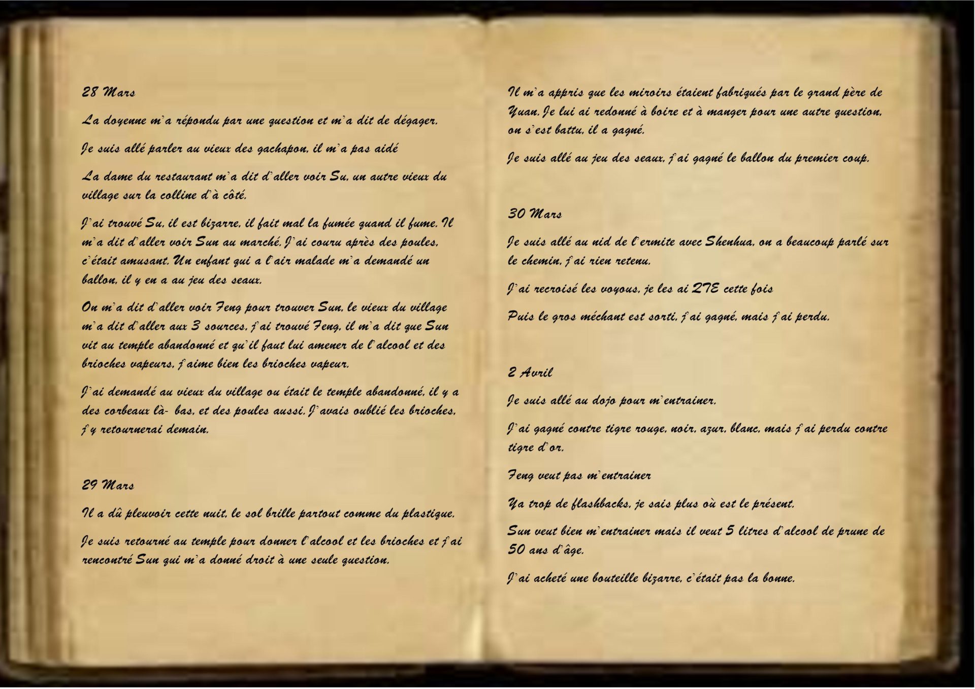 Shenmue 3 journal page 3-4