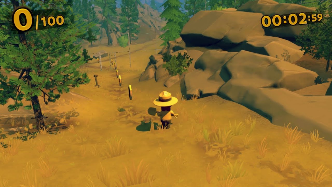 Image de Forest 64, le mini-jeu caché de Firewatch. On y voit un garde forestier attraper des pièces.